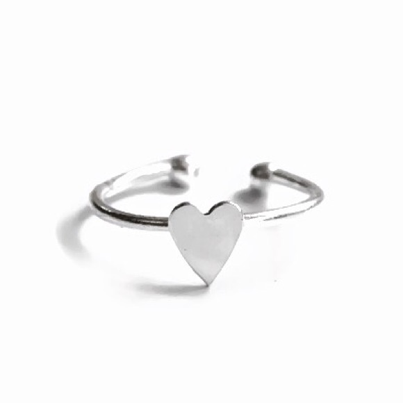 Cute 925 Sterling Silver Double Ball End Adjustable Heart Toe Midi Knuckle Ring - Picture 6 of 13
